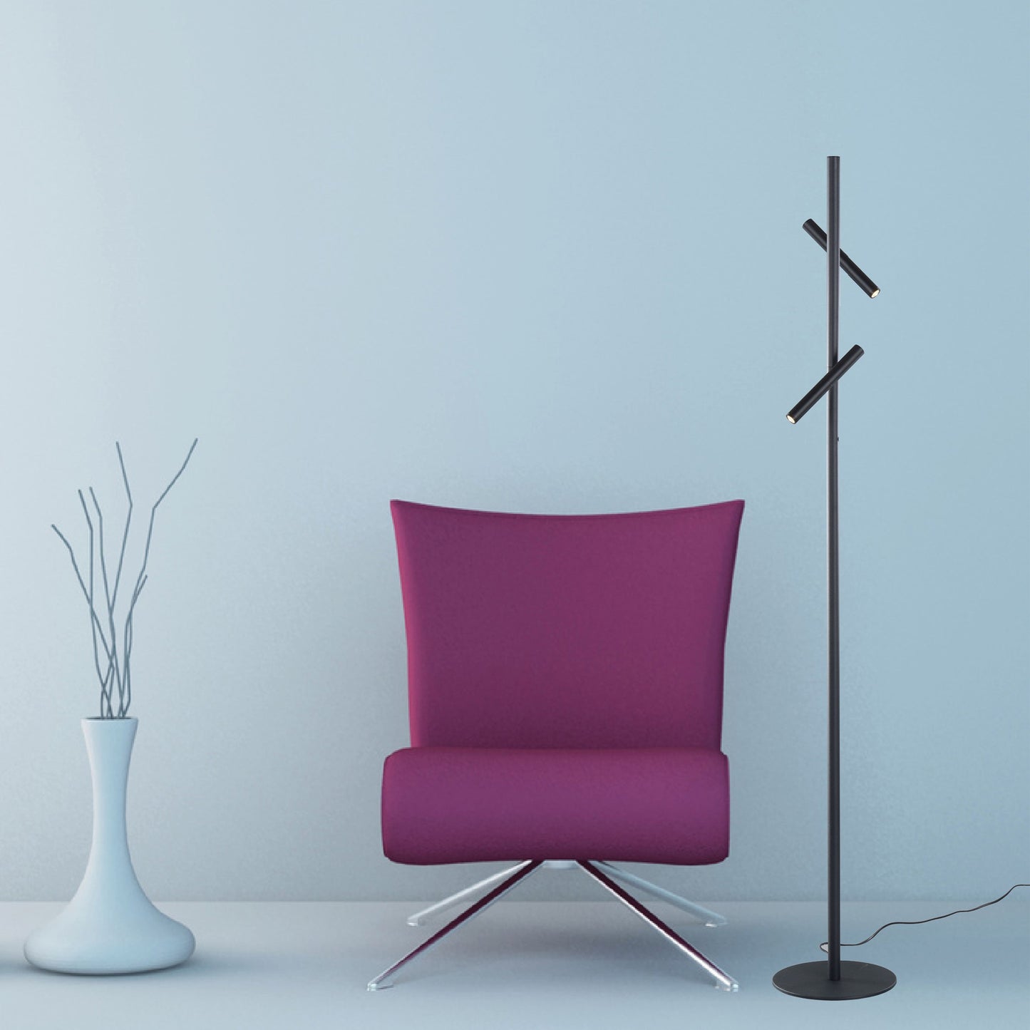 Pure K2 LED 2-lys gulvlampe sort m/dim