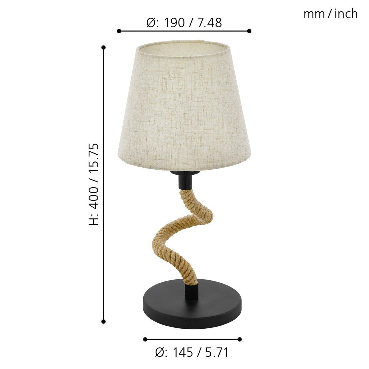 Rampside bordlampe sort/beige