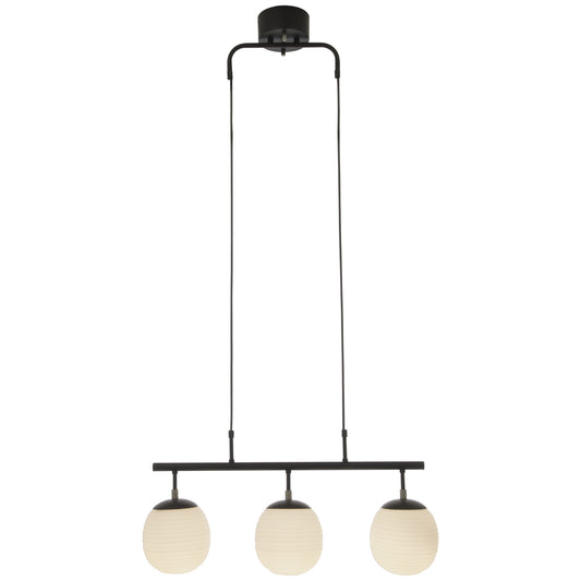 Rille 3-lys pendel rett sort/opal