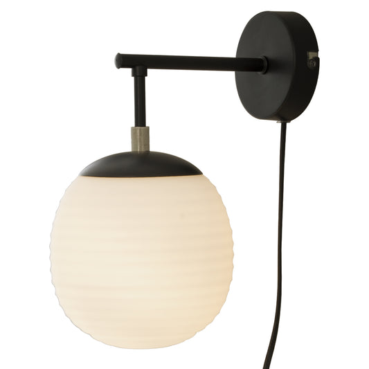 Rille vegglampe sort/opal