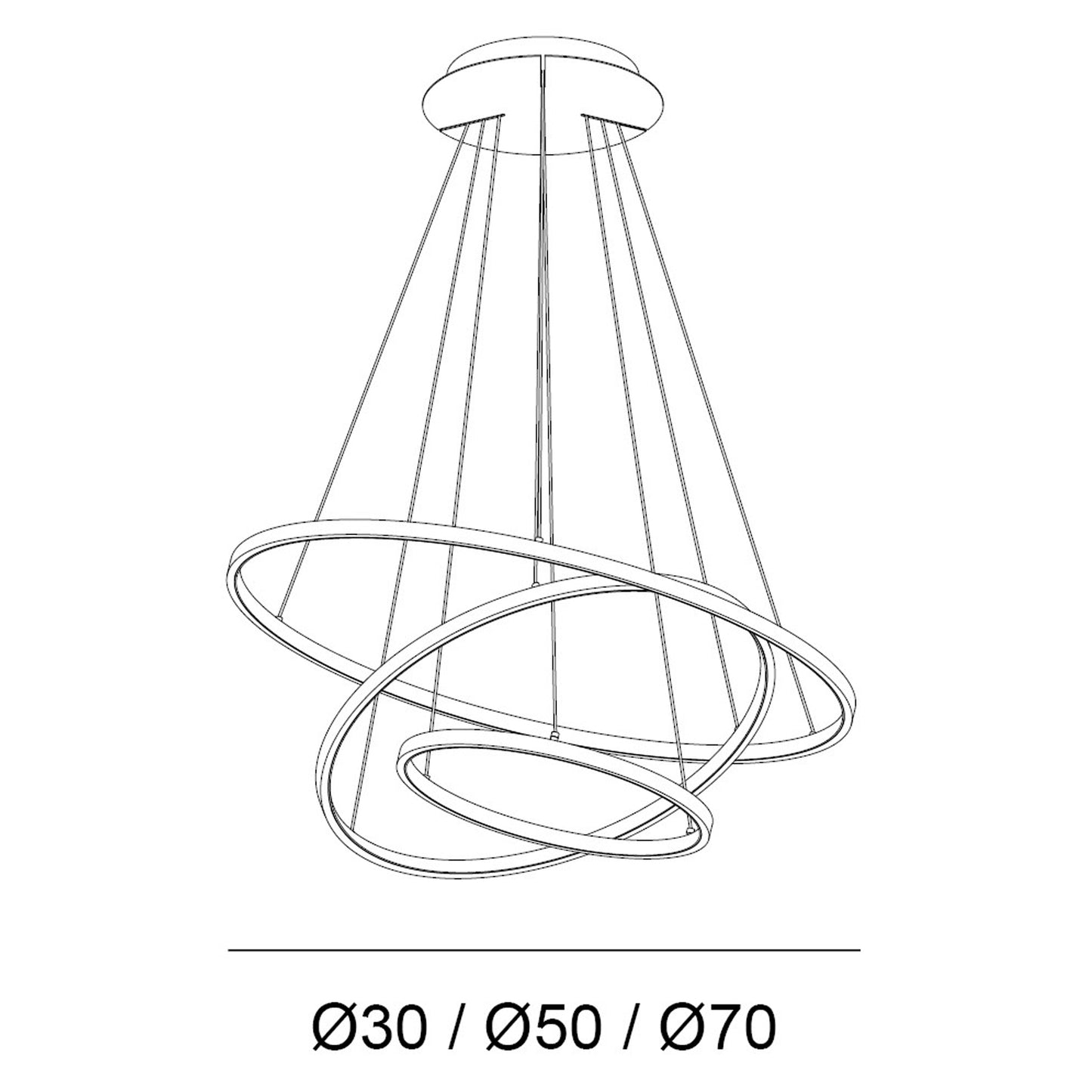 Ringo LED pendel 30/50/70cm sort