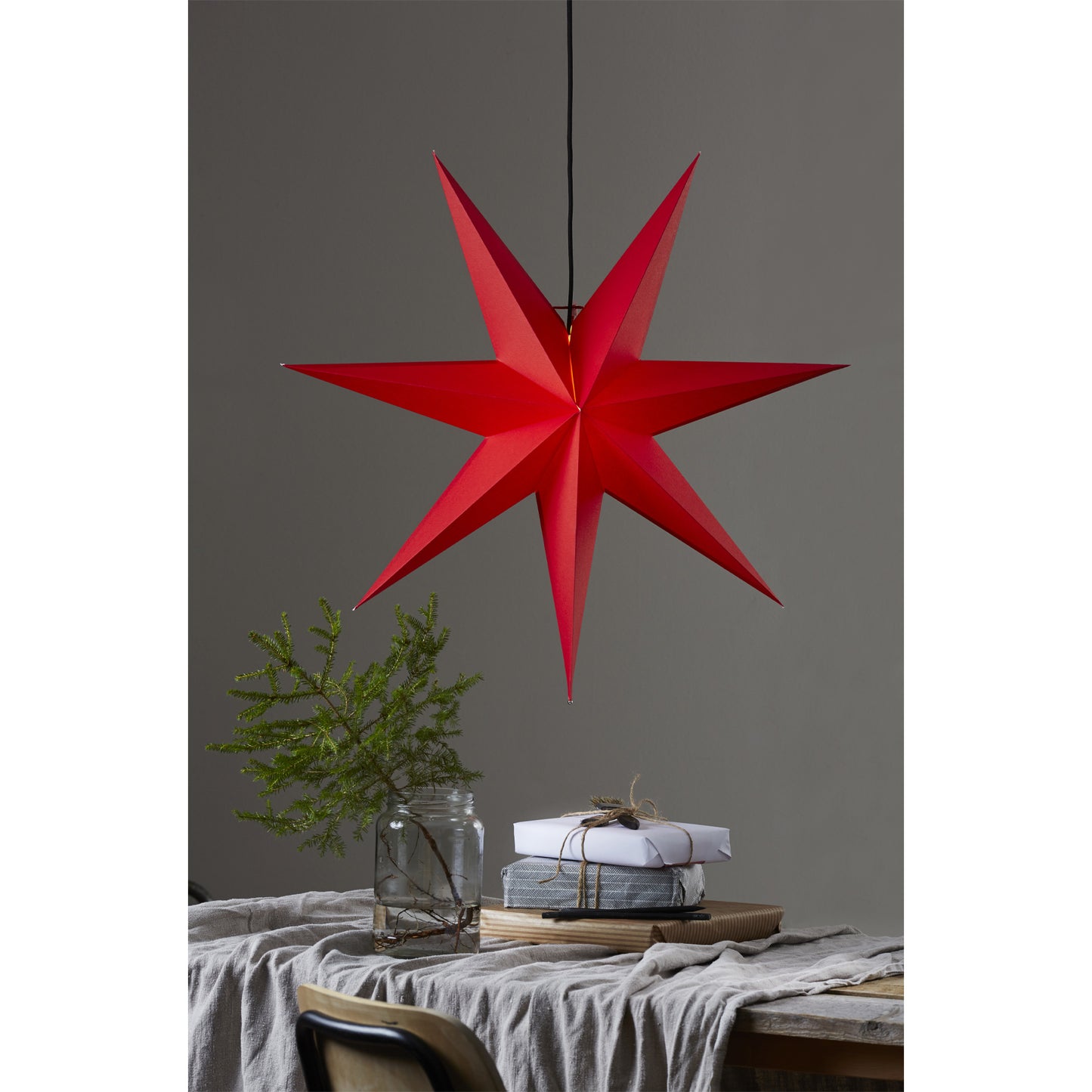 Rozen julestjerne 70cm rød