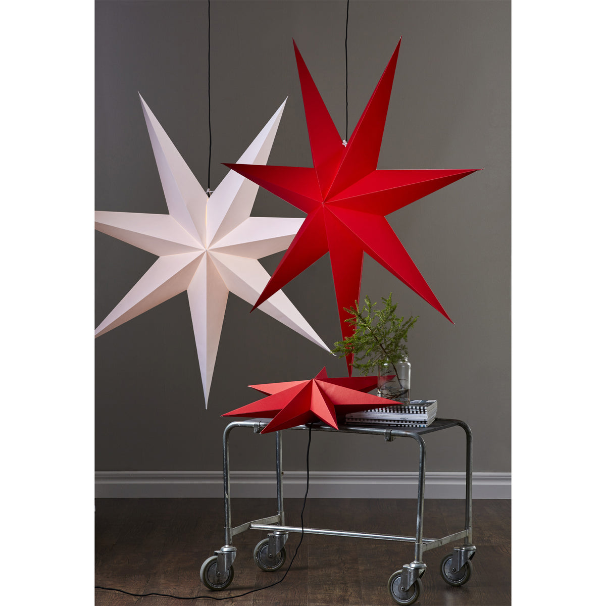 Rozen julestjerne 70cm rød