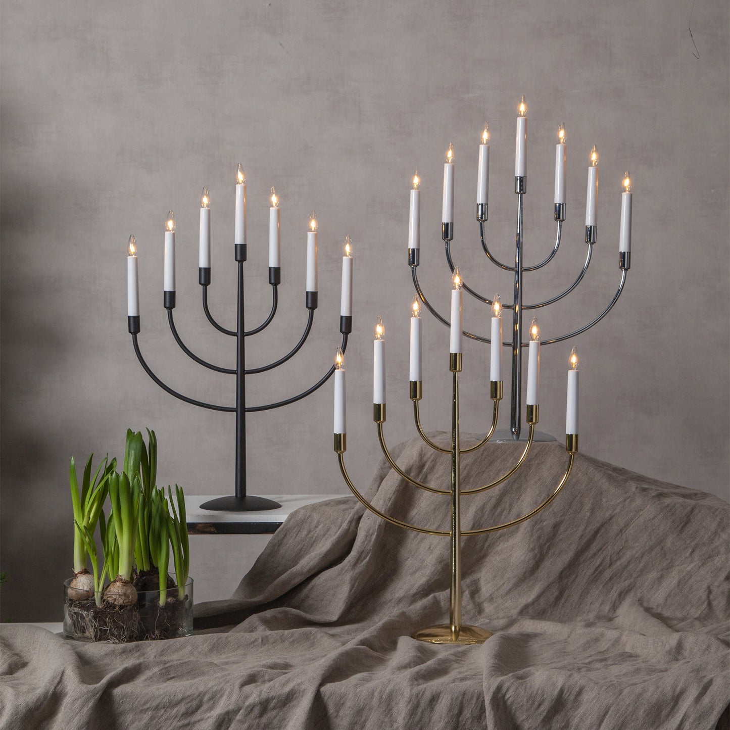 Titus 7-lys adventsstake messing