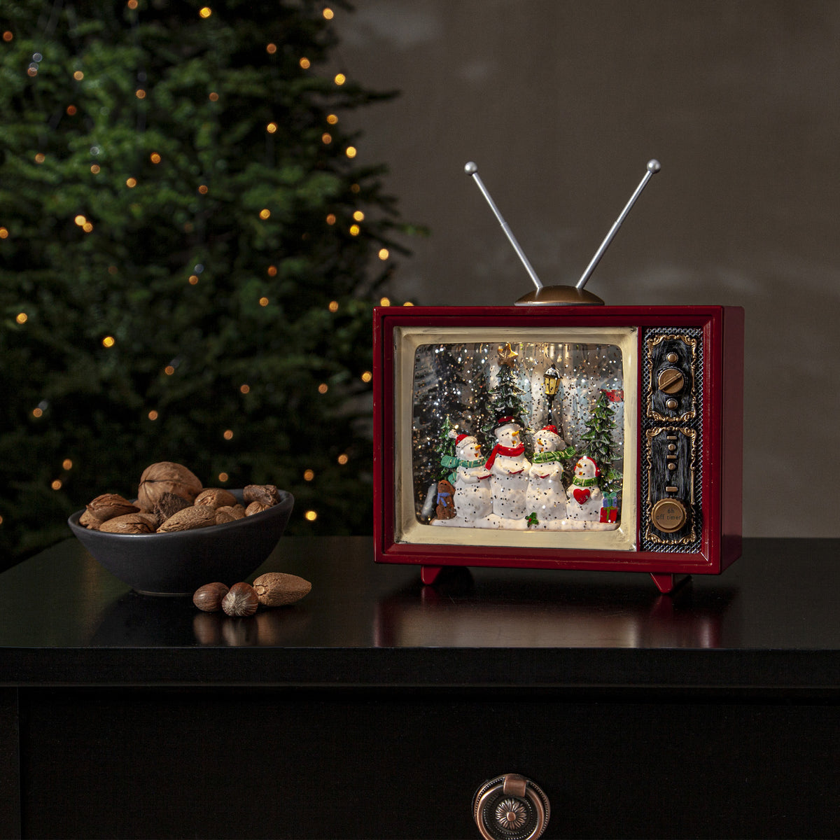 Vinter julepynt retro TV m/batteri