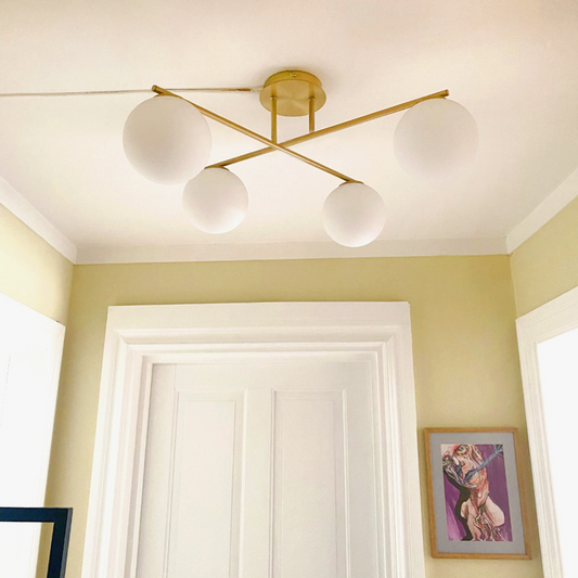 Skydekke 4-lys taklampe messing