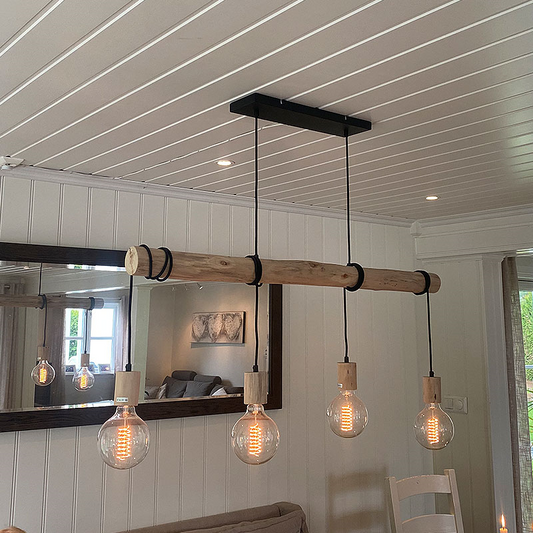 Stryn 4-lys pendel sort/natur