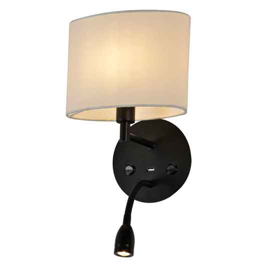 Munkelia vegglampe m/USB sort