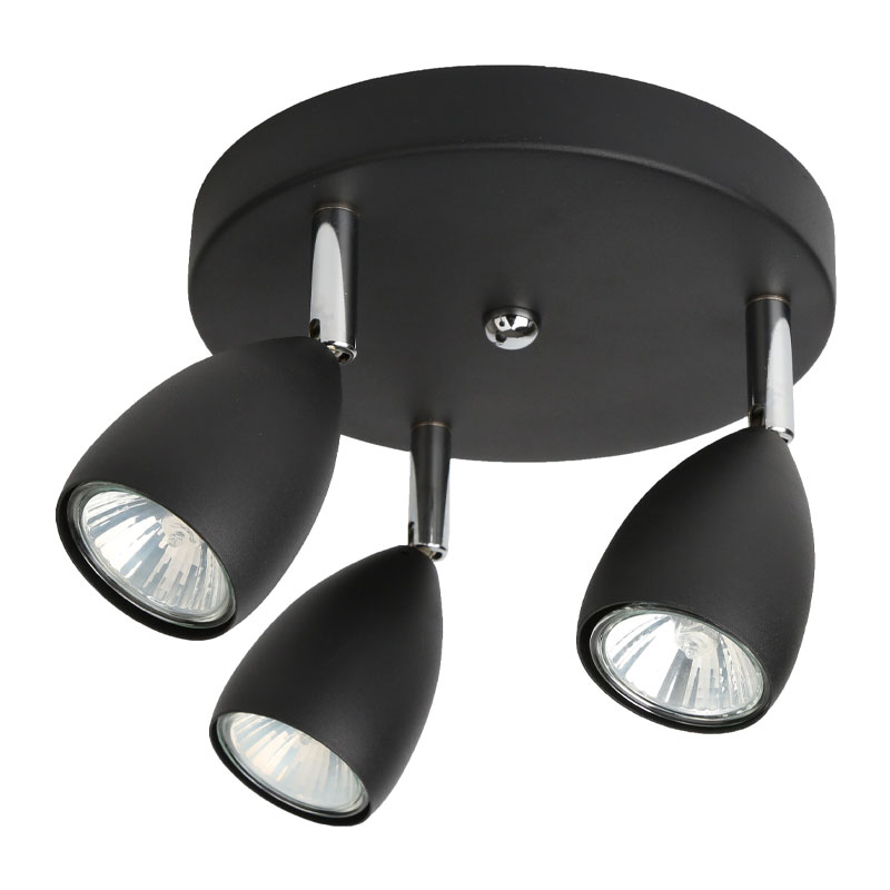 Vela 3-lys spotlight Ø19cm sort | Lampemagasinet