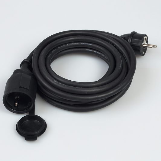 Skjøteledning ute m/jord 15m sort