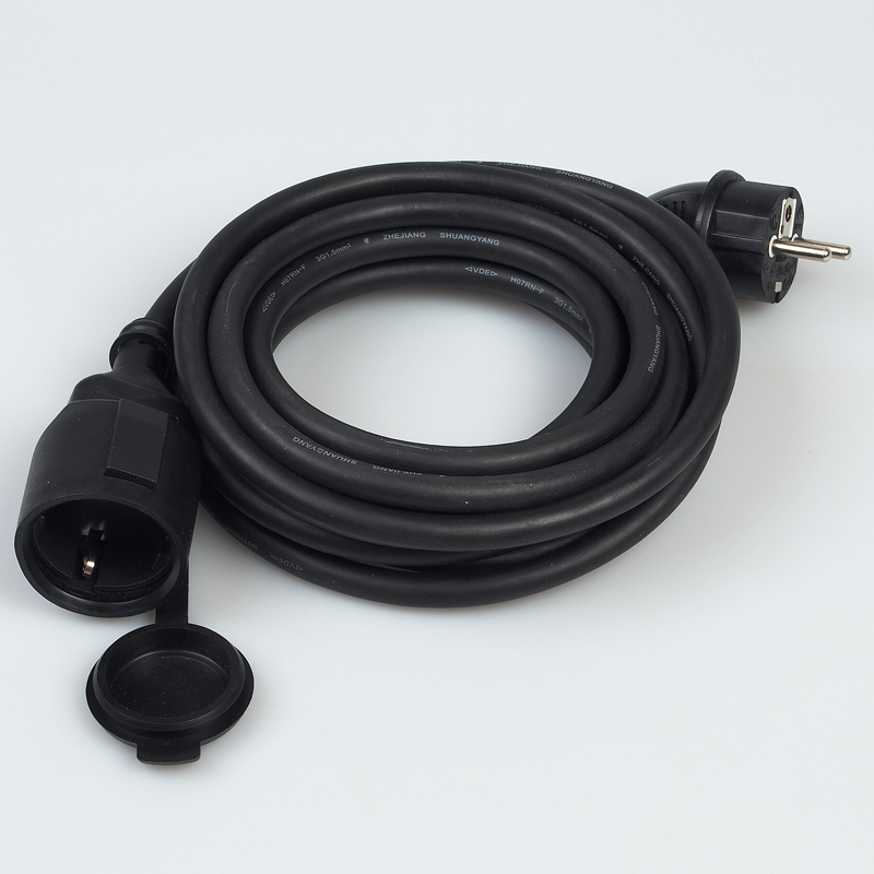 Skjøteledning ute m/jord 20m sort