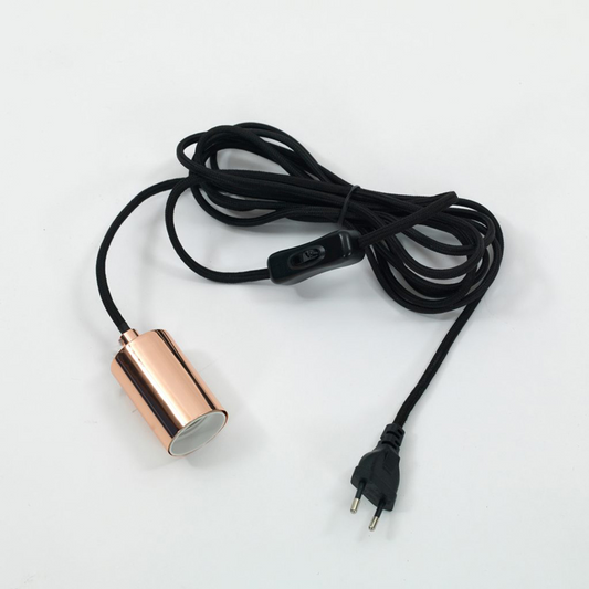 Tekstiloppheng m/bryter sort/kobber 3.5m