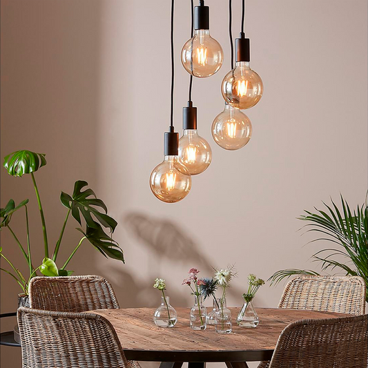 Sky 5-lys pendel rund sort