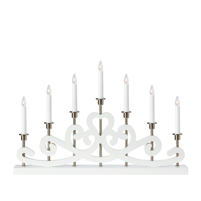 Nightfall 7-lys adventsstake hvit/satin