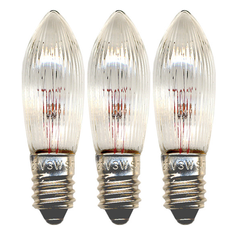 3pk E10 reservepærer riller 3W 34V