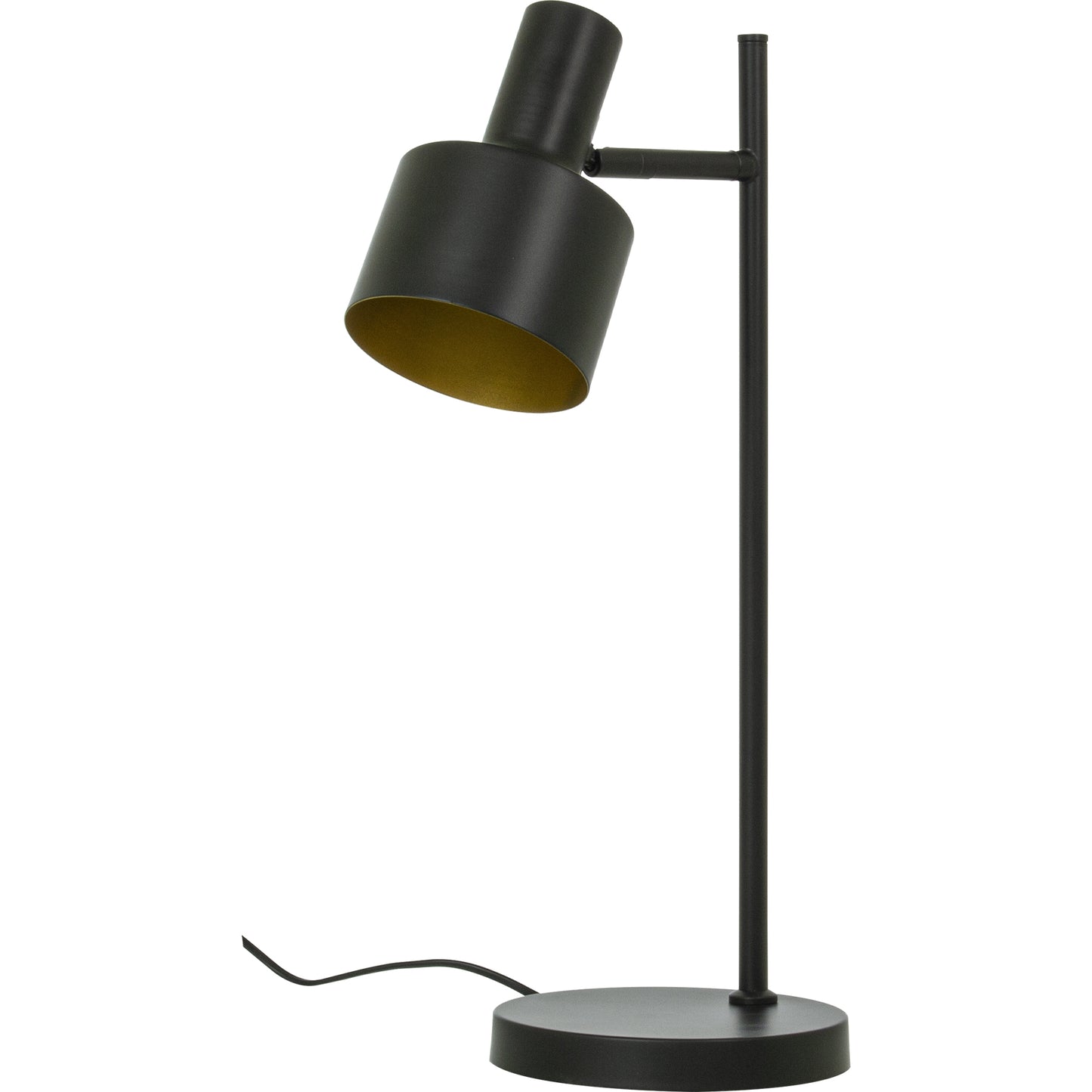 Ferdinand retroinspirert bordlampe  laget i svart metall med gyllen innside av skjermen - Aneta belysning
