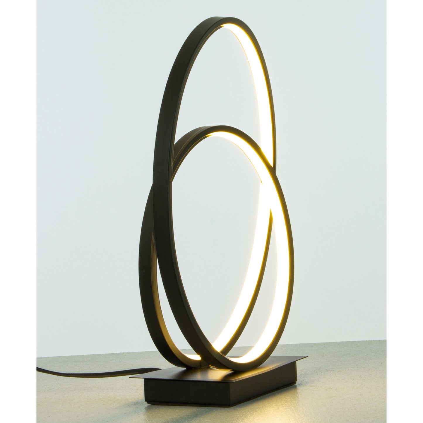 Loop bordlampe formet som to loops med integrert LED-lys laget i svart metall 3-stegs dimbar - Aneta belysning