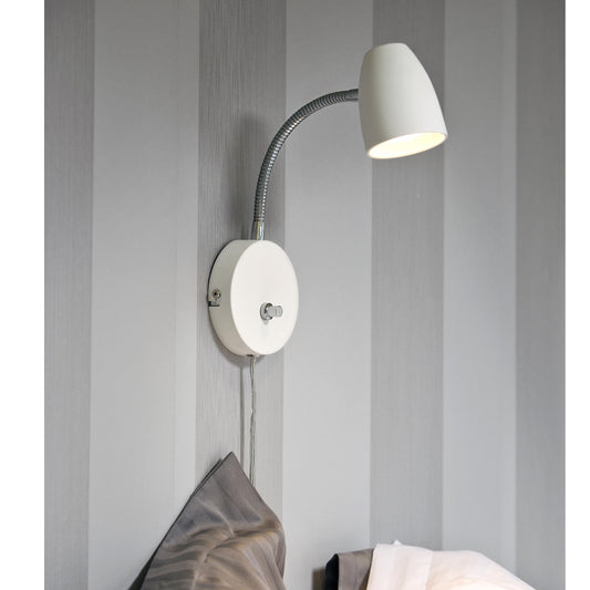 Sandnes vegglampe hvit m/dim
