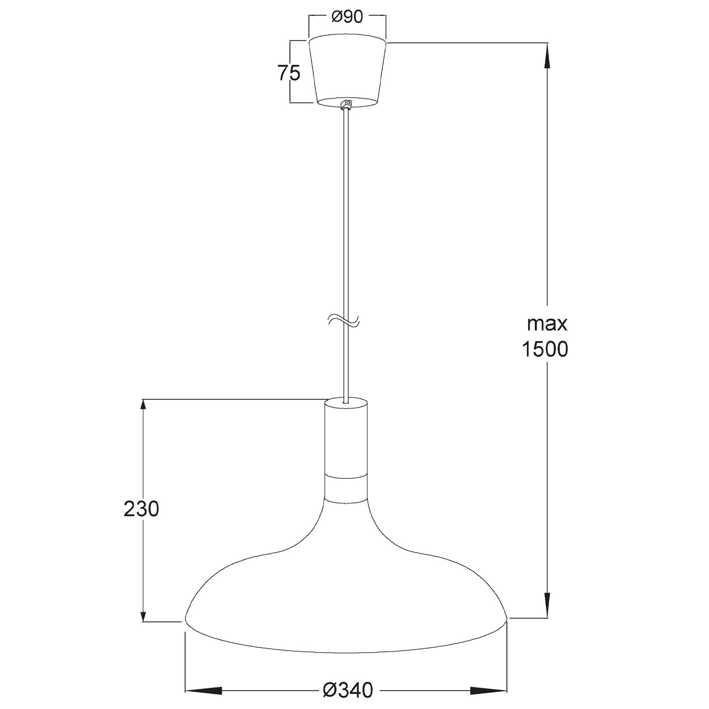 Sense takpendel Ø34cm hvit/natur