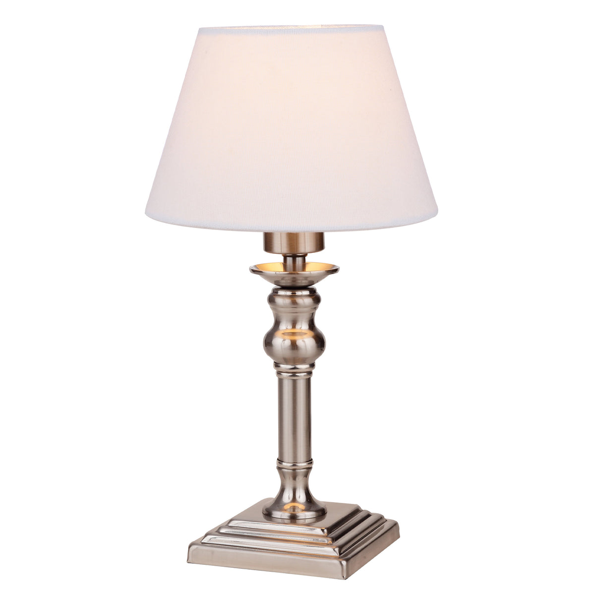 Sundre bordlampe satin/hvit