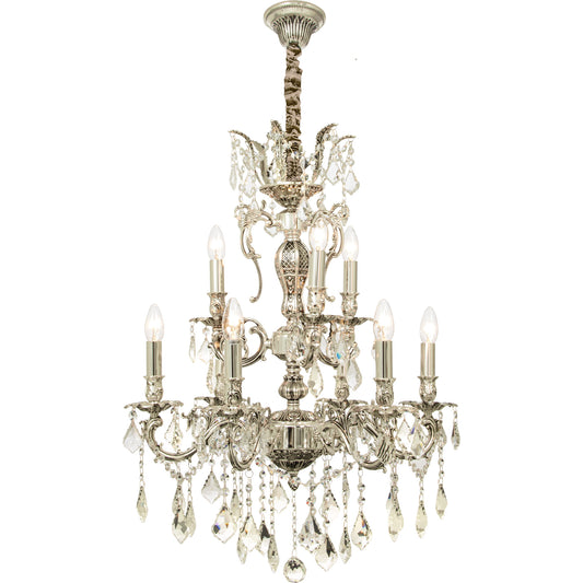 Allington 6+3-lys lysekrone antikk sølv