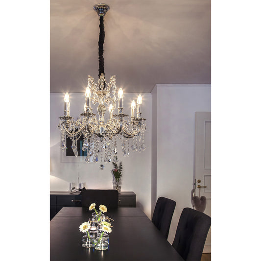 Allington 8-lys lysekrone antikk sølv