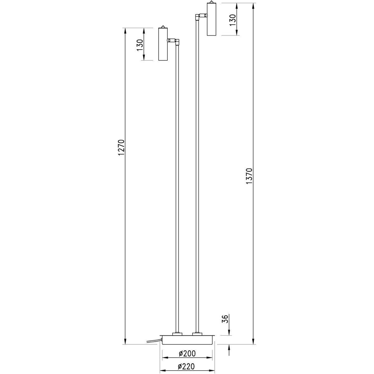 Artic LED 2-lys gulvspot hvit m/dim