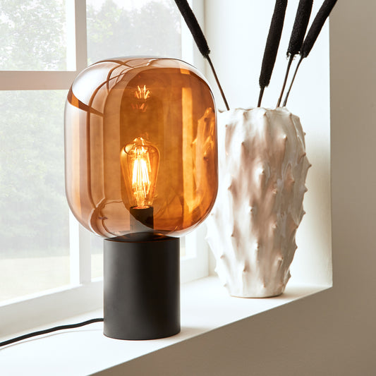 Brooklyn bordlampe sort/brun