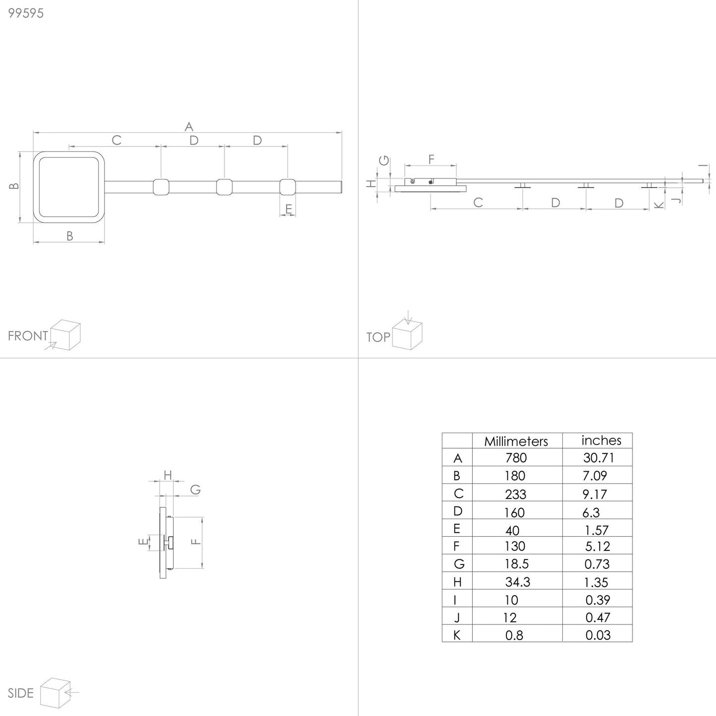 Cartignano LED knagg & vegglampe sort