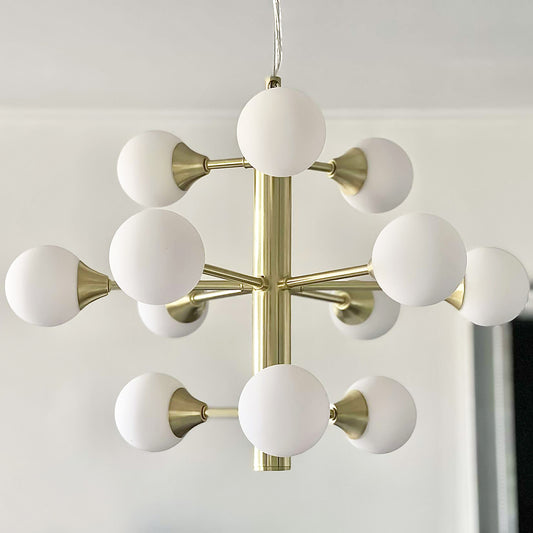 Cosmos 12-lys pendel messing/opal