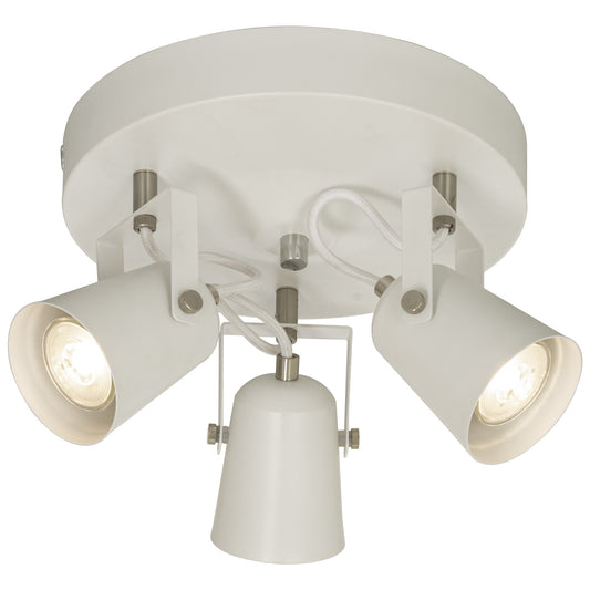 Metz 3-lys takspot rondell hvit/stål
