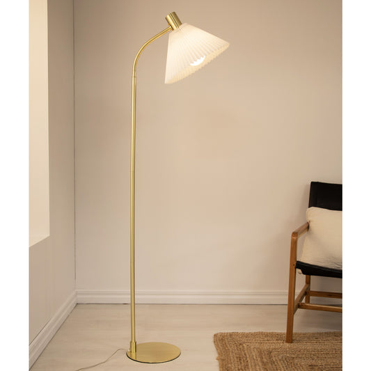 Mira gulvlampe messing/hvit