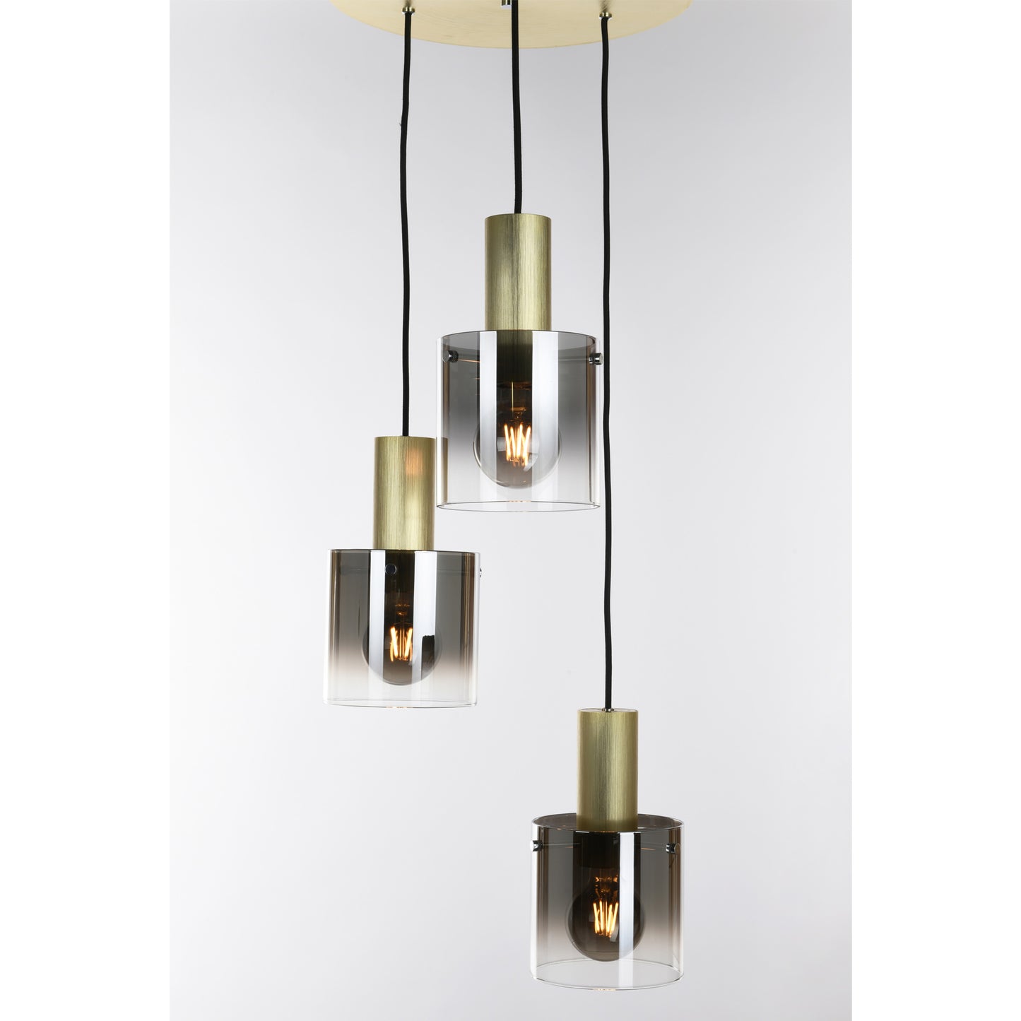 Roxy 3-lys pendel rund messing/sotet