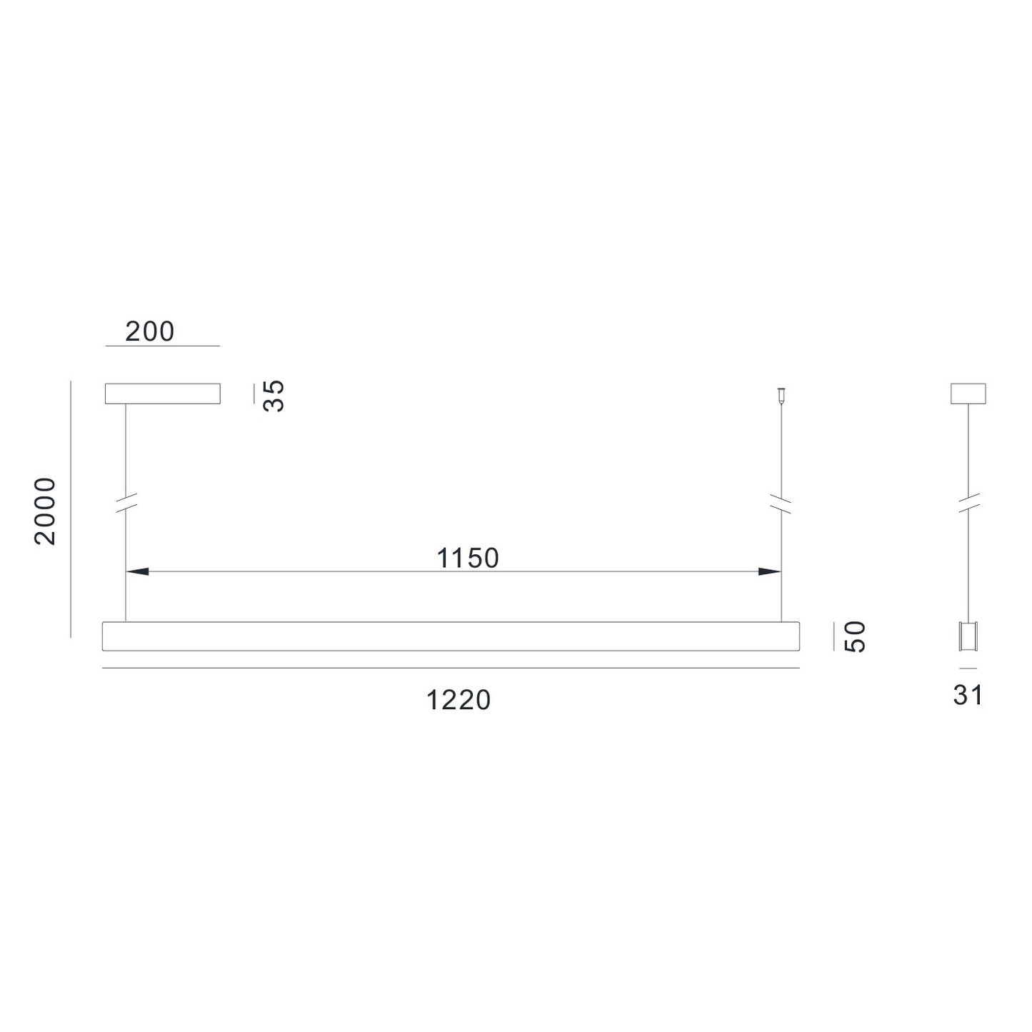 Valentina takpendel 122cm oak m/ sensor