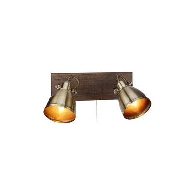 Native veggspot 2x18W E14 brun/messing