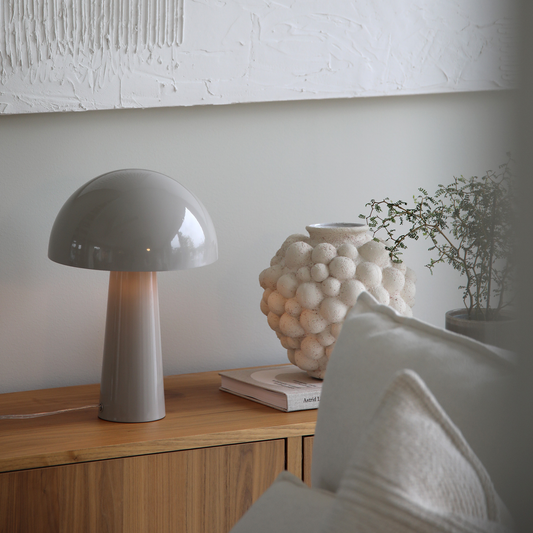Mantar bordlampe E14 beige