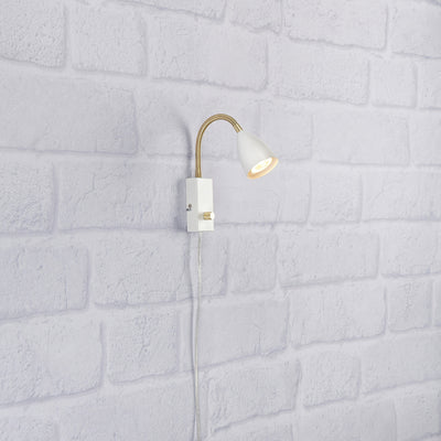 Shiro vegglampe hvit/messing m/dim