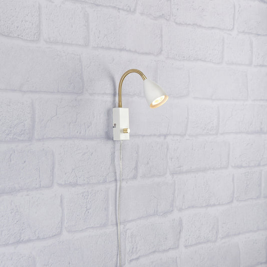 Shiro vegglampe hvit/messing m/dim