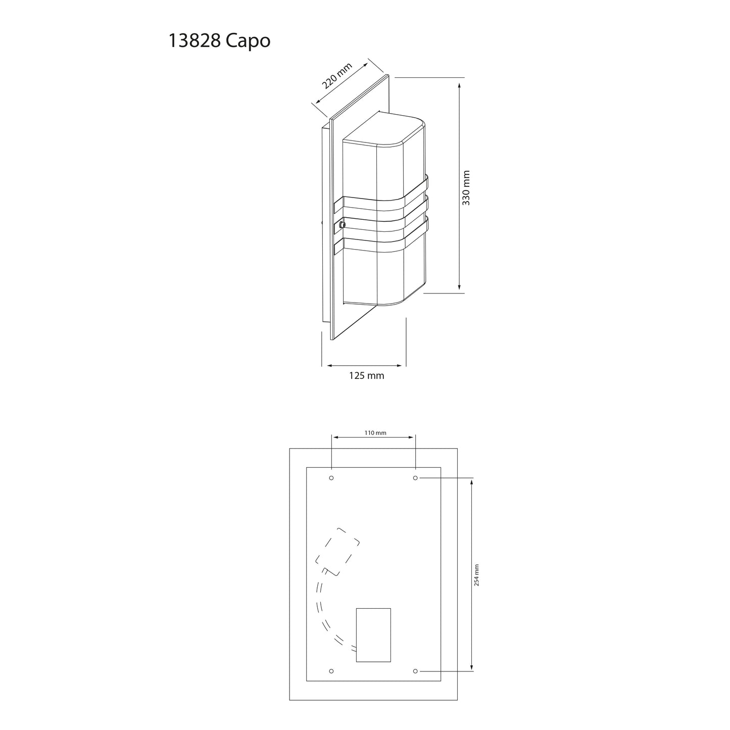 Capo utelampe vegg sort