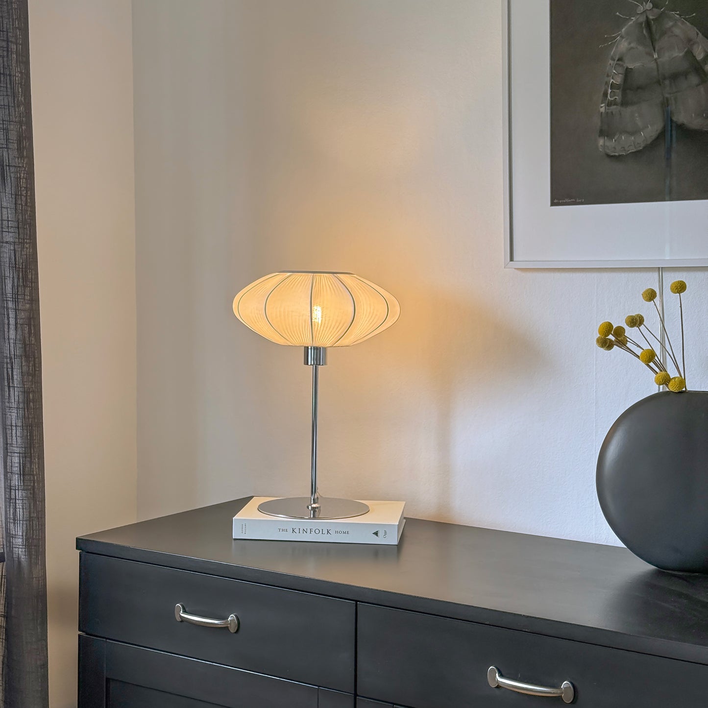 Mamsell bordlampe stor krom/hvit