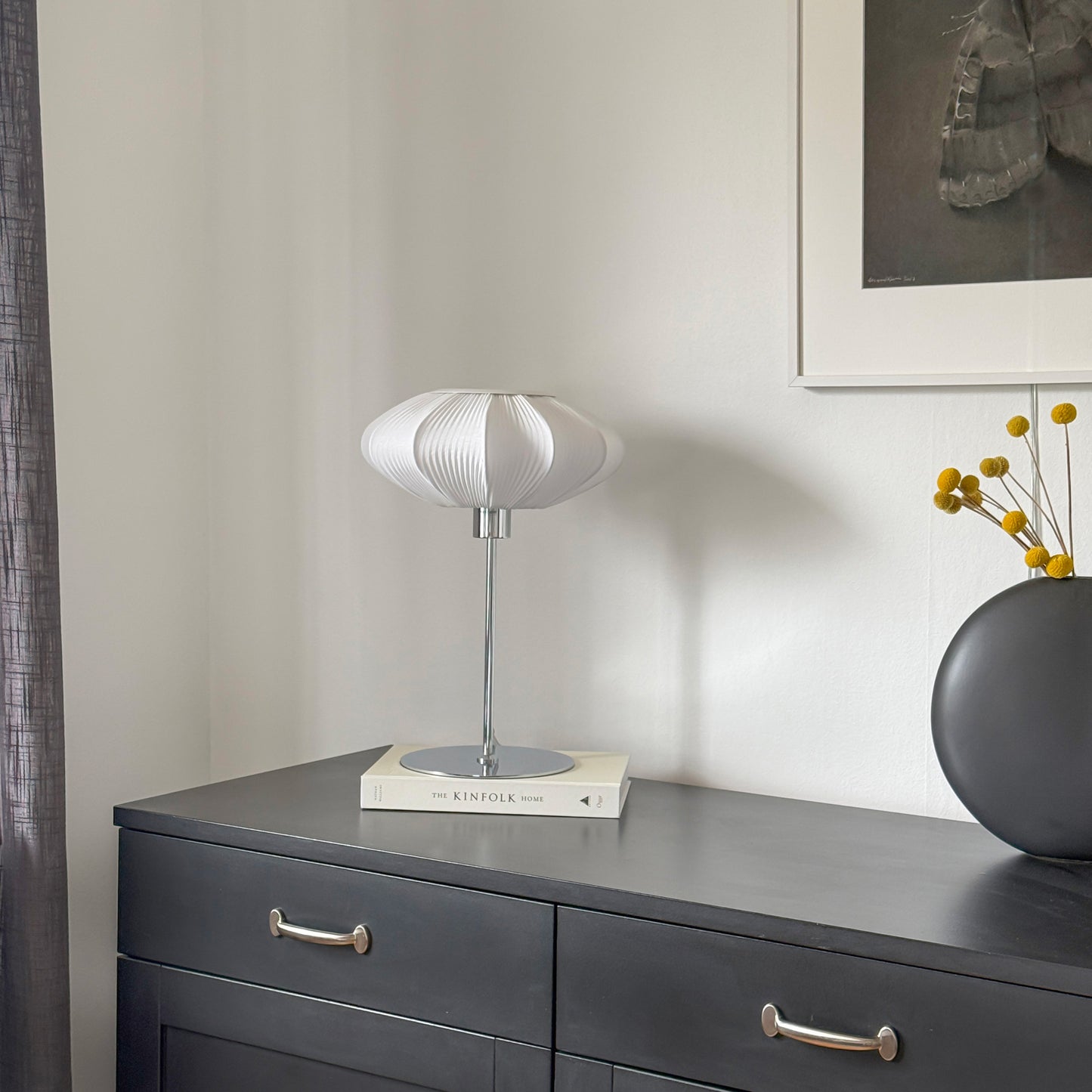 Mamsell bordlampe stor krom/hvit