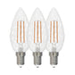 3pk LED E14 krystall klar 4.9W dimbar