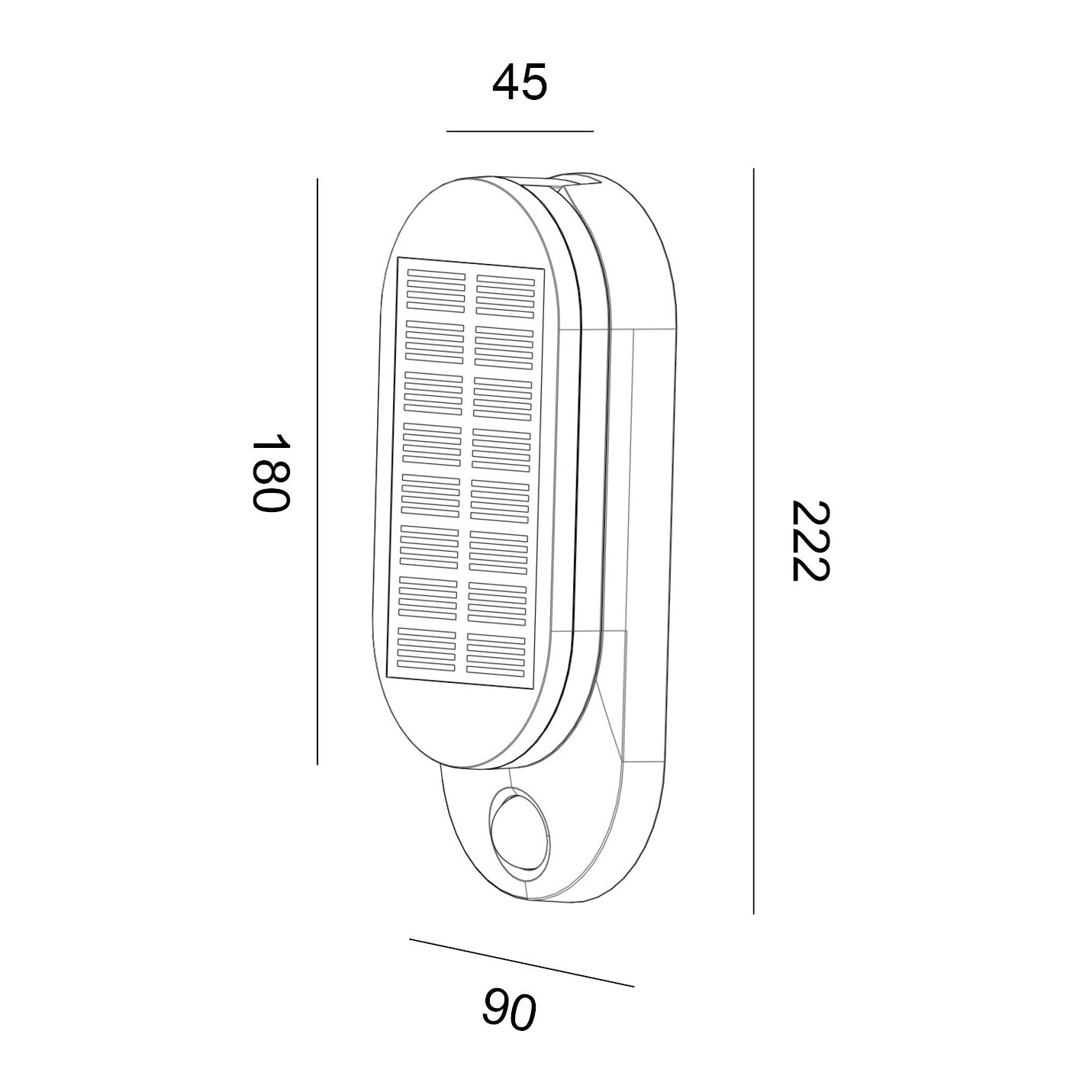 Solar sensor vegglampe 5W sort IP65