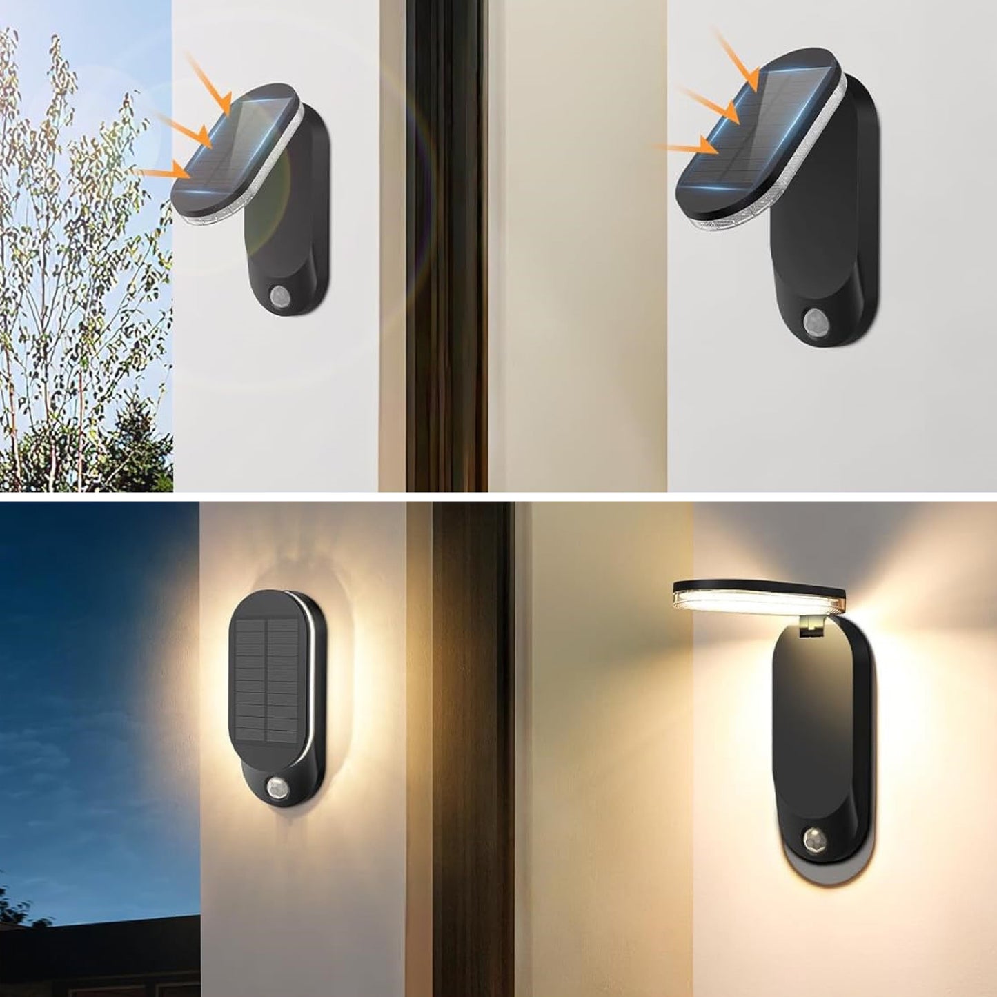 Solar sensor vegglampe 5W sort IP65