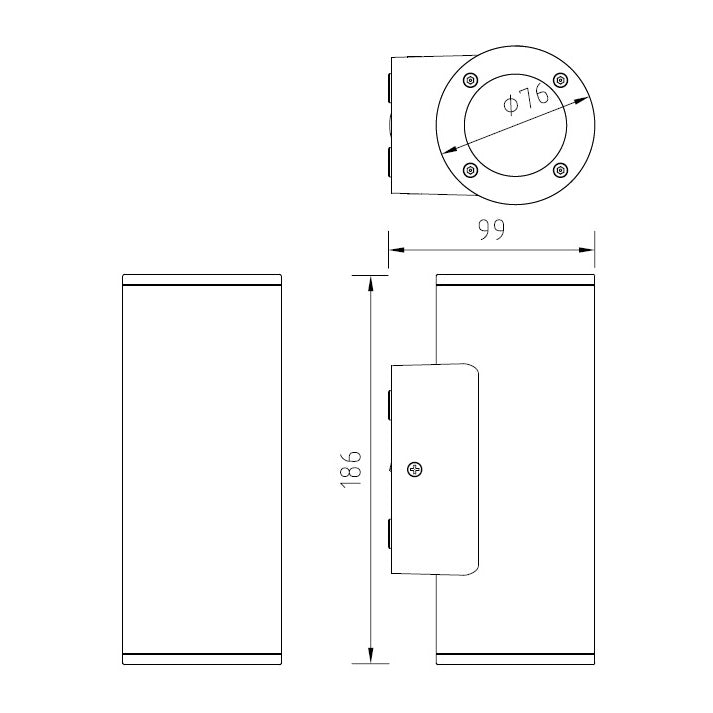Cylindro K2 utelampe vegg antrasitt