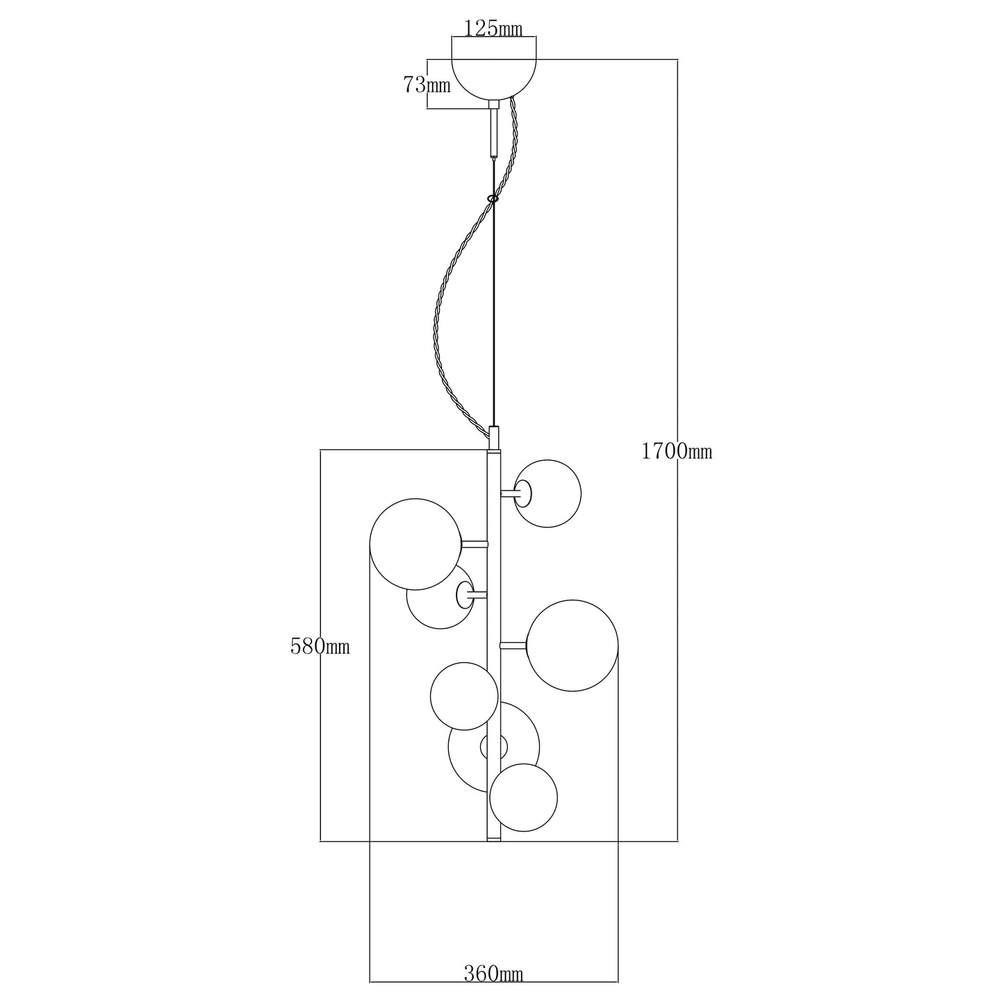 Molekyl 7-lys takpendel tinn/hvit