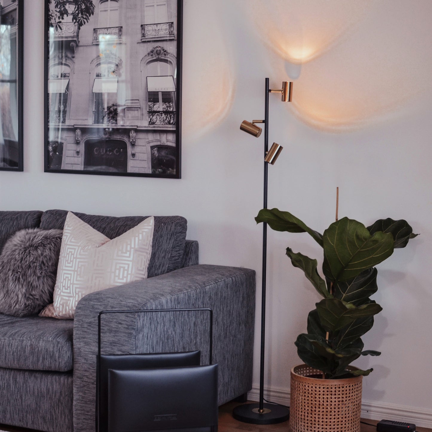 Gusto gulvlampe 3x5W LED sort/messing