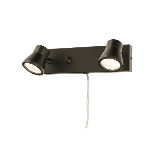 Pluto vegglampe 2-lys sort