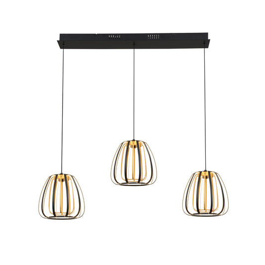 Ideal takpendel 3-lys rekke sort/gull