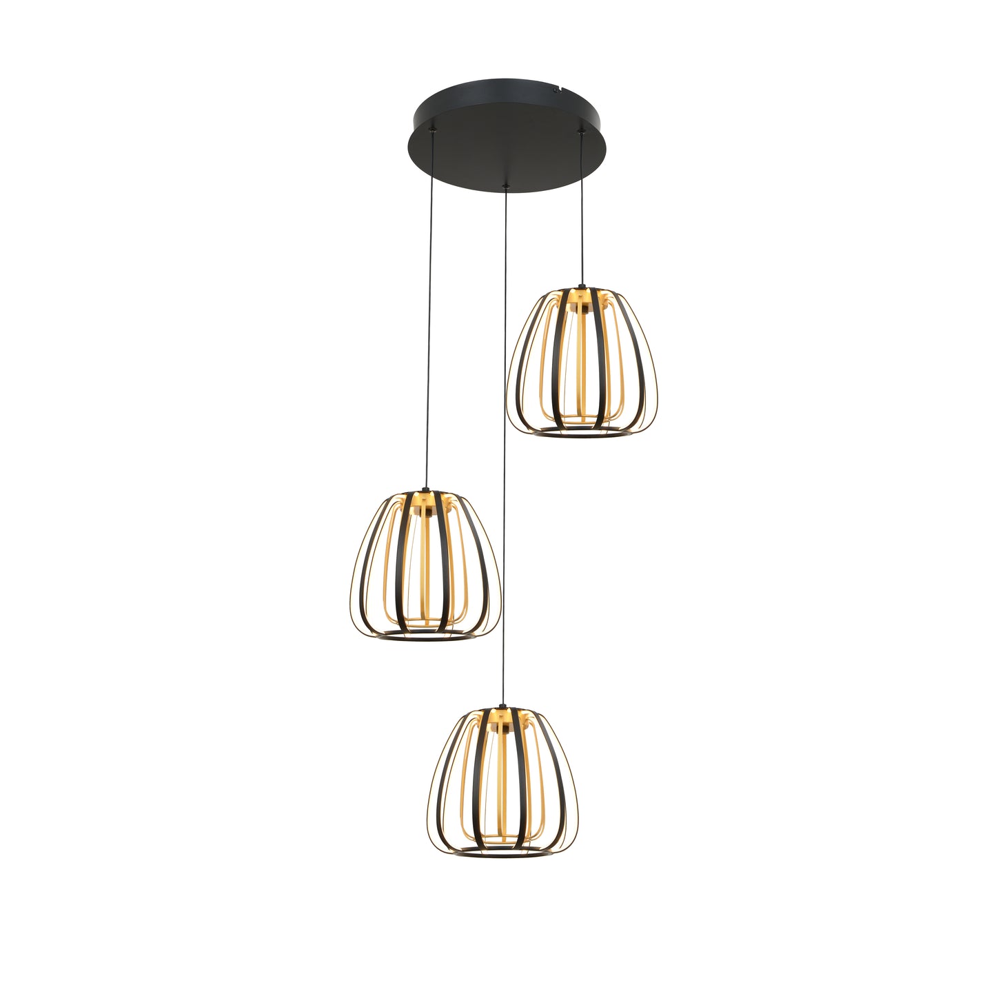 Ideal taklampe 3-lys rondell sort/gull